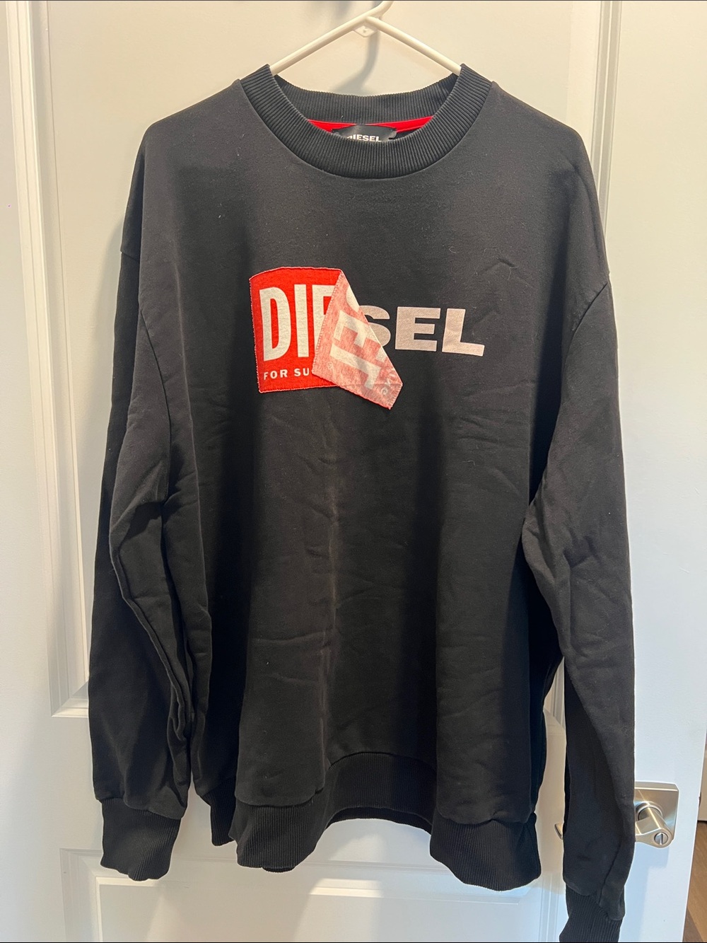 Diesel Black Crewneck Sweatshirt with Red & White Logo